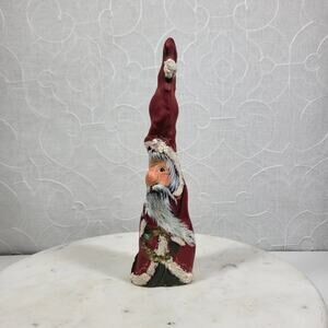 Vtg Handmade Carved Painted Wood Santa Claus Figurine Stick 10" Signed J Gadd 95